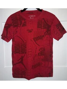 Air Jordan Nike Jumpman T-Shirt Youth Boys Medium Red All Over Print